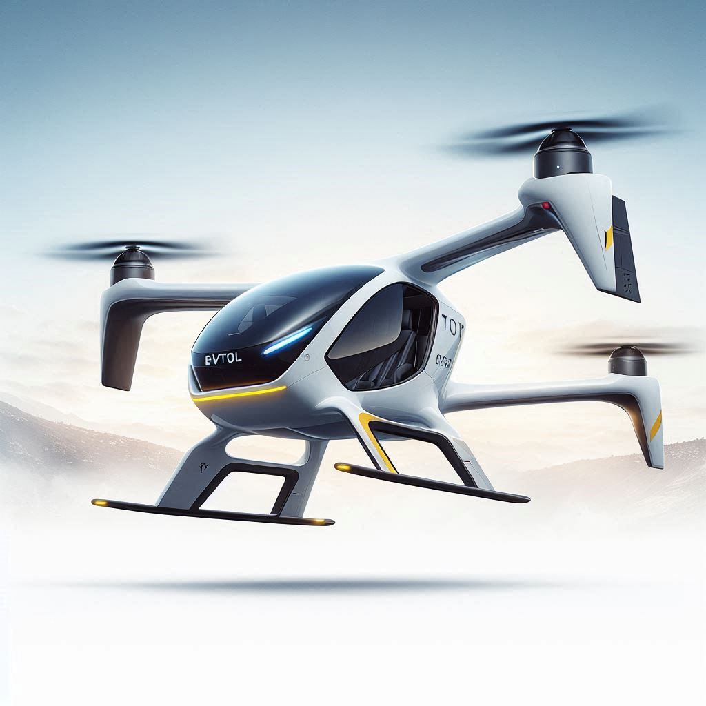 Powered Lift Aircraft Flying in the sky in index